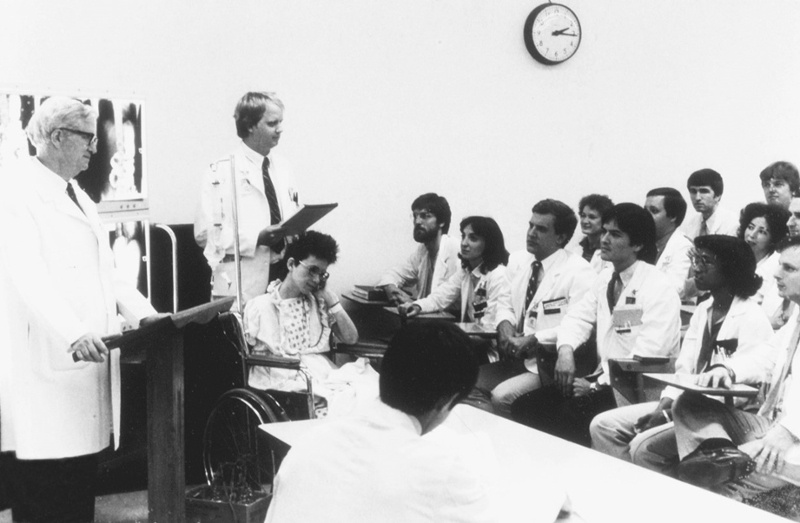 Dr. Hardy teaching a class of students in 1978.